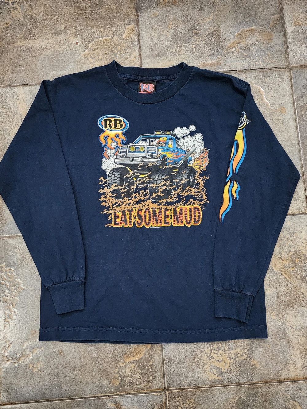 Vintage Y2K Rude Boyz Large 14-16 Eat Some Mud Monster Truck Long Sleeve T Shirt